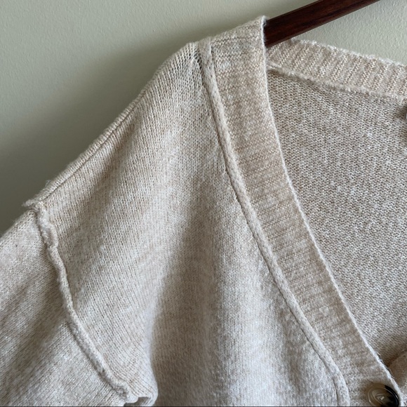 Topshop Oatmeal Tan Beige  Balloon Sleeve Drop Shoulder Cropped Cardigan Small - Picture 6 of 9